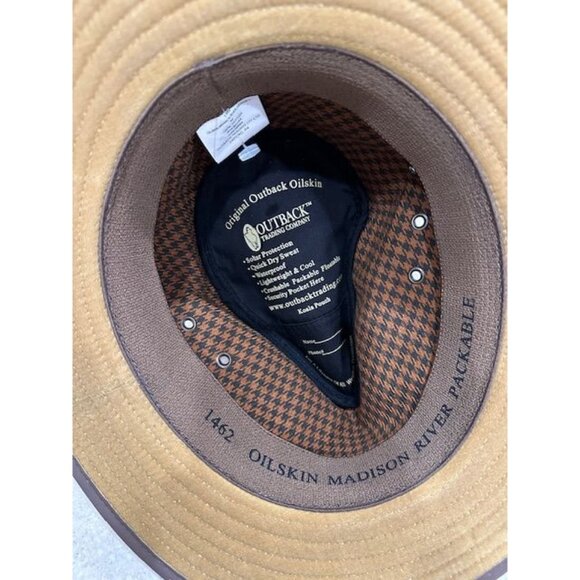 Mens Size Medium Original Outback Brown Oilskin Hat 100% Cotton with Koala Pouch - Picture 7 of 7